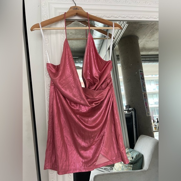 REVOLVE superdown MISSIE WRAP FRONT DRESS IN PINK METALLIC - Picture 5 of 9